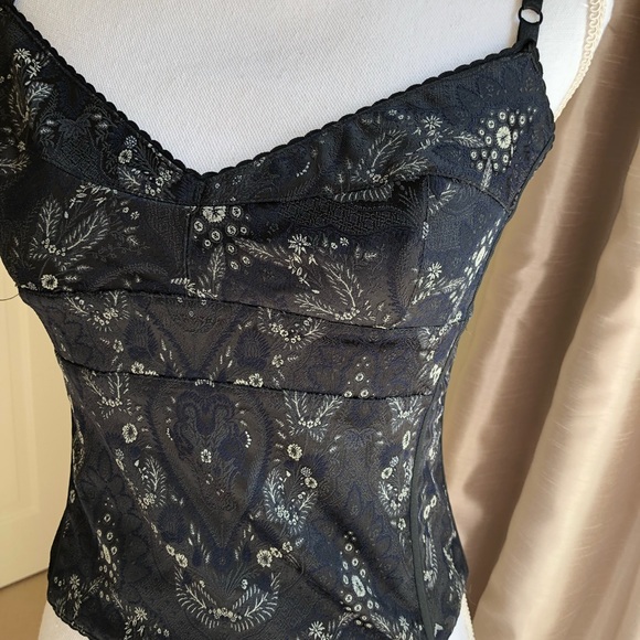 Cropped jacquard bustier black navy blue - Picture 4 of 6